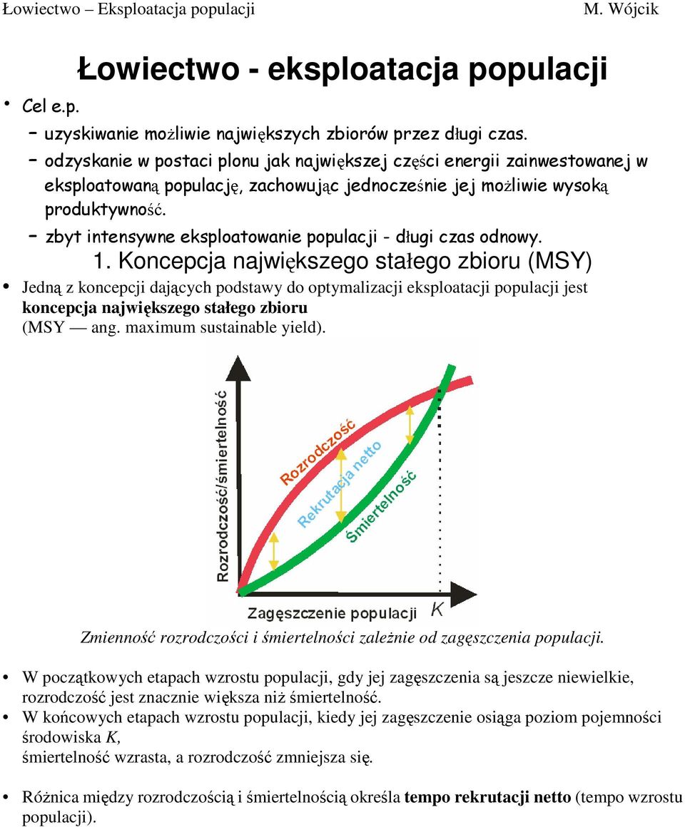 zbyt intensywne eksploatowanie populacji - długi czas odnowy. 1.