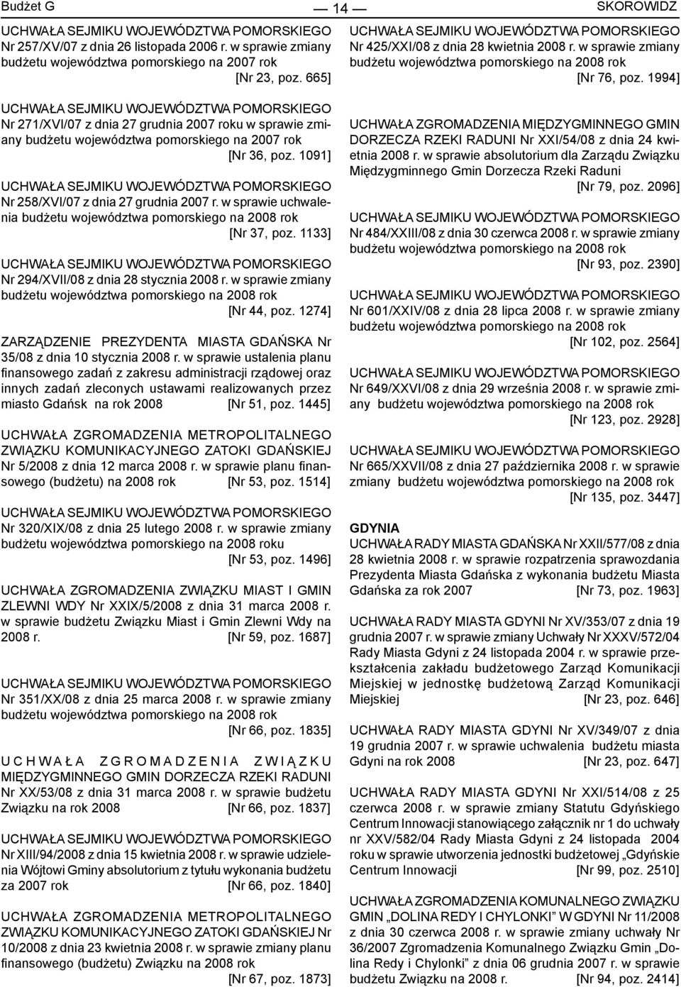 1994] UCHWAŁA SEJMIKU WOJEWÓDZTWA POMORSKIEGO Nr 271/XVI/07 z dnia 27 grudnia 2007 roku w sprawie zmiany budżetu województwa pomorskiego na 2007 rok [Nr 36, poz.