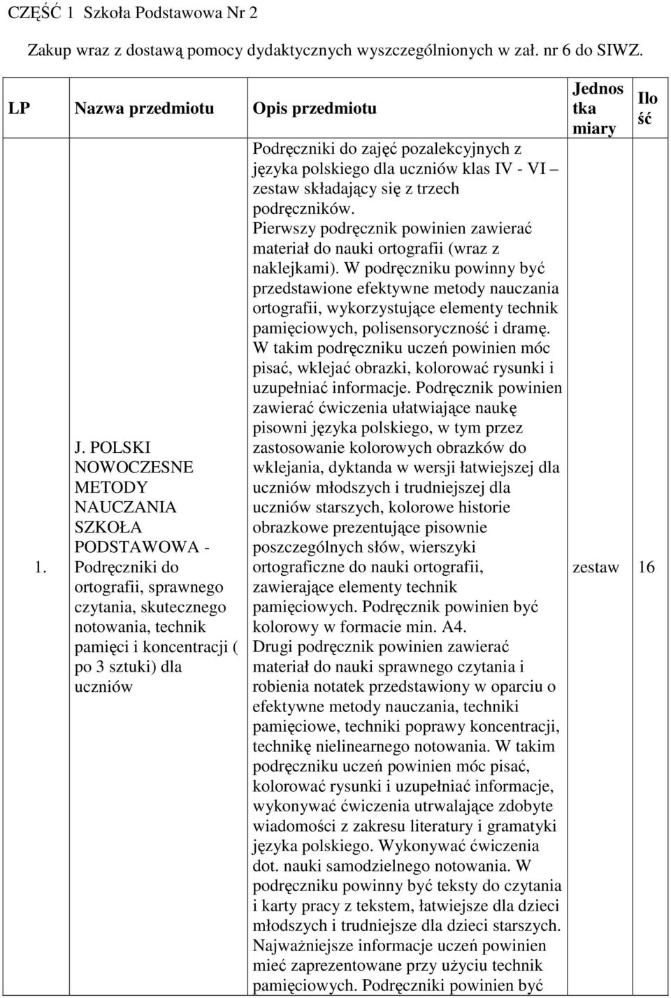 uczniów klas IV - VI zestaw składający się z trzech podręczników. Pierwszy podręcznik powinien zawierać materiał do nauki ortografii (wraz z naklejkami).