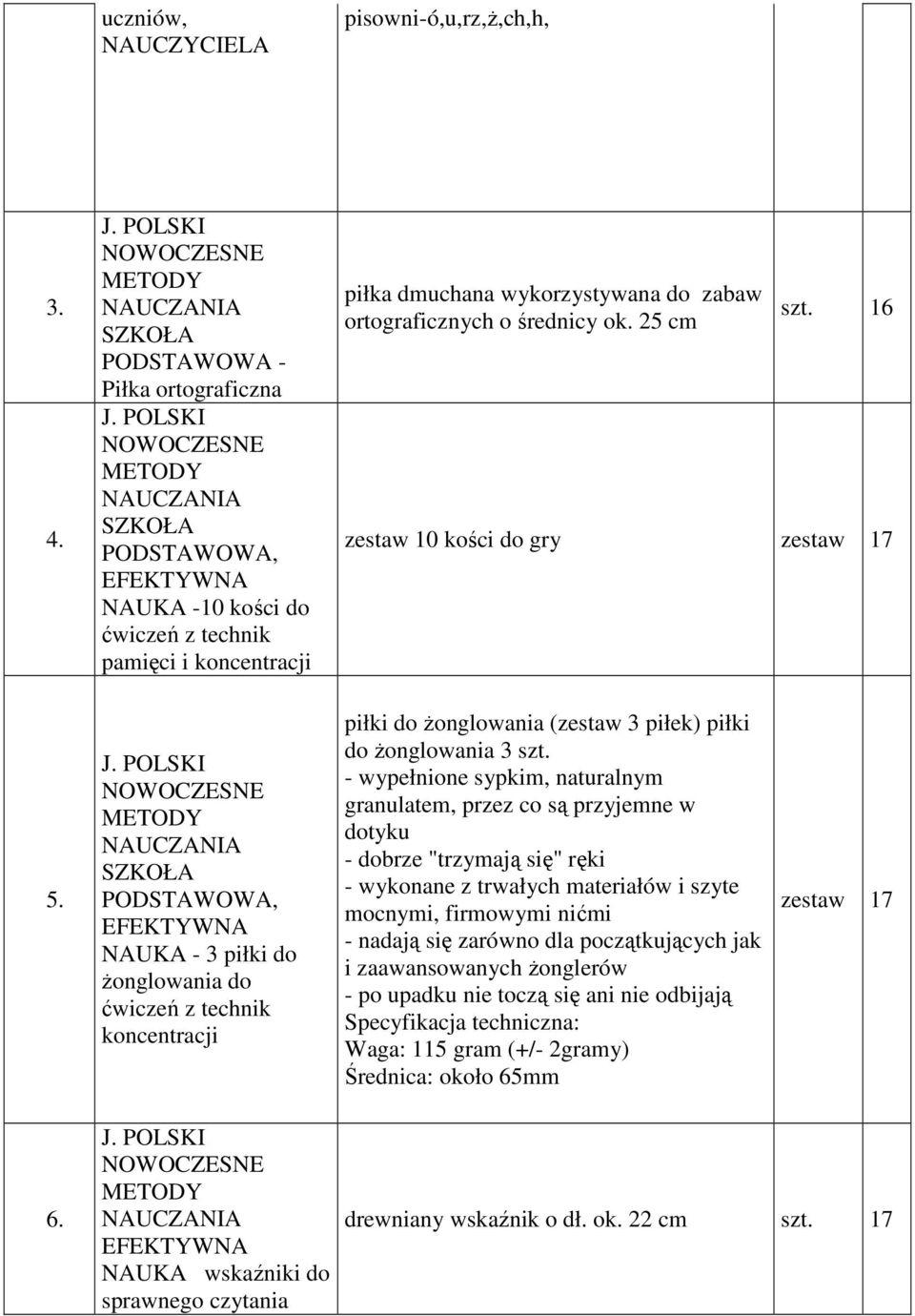 POLSKI PODSTAWOWA, EFEKTYWNA NAUKA - 3 piłki do żonglowania do ćwiczeń z technik koncentracji piłki do żonglowania (zestaw 3 piłek) piłki do żonglowania 3 szt.