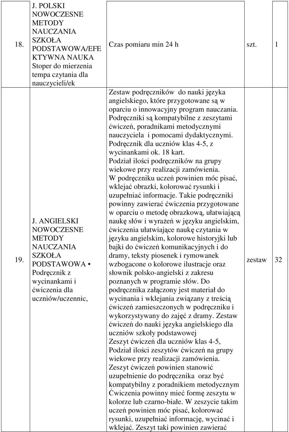 1 Zestaw podręczników do nauki języka angielskiego, które przygotowane są w oparciu o innowacyjny program nauczania.