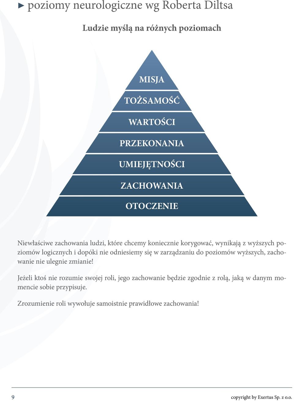 się w zarządzaniu do poziomów wyższych, zachowanie nie ulegnie zmianie!
