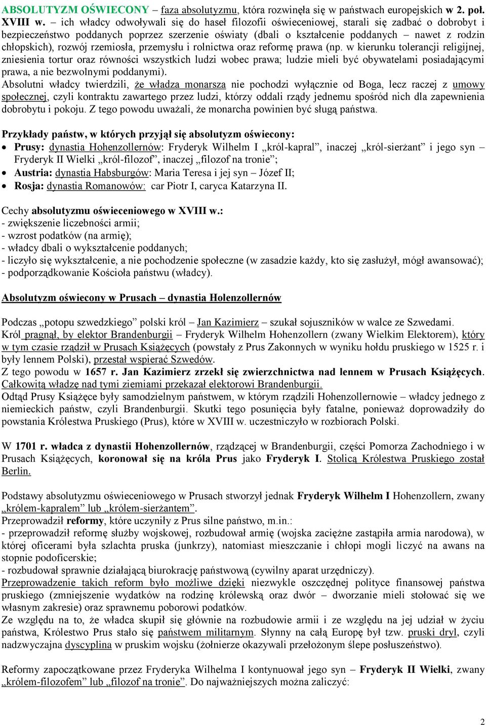 chłopskich), rozwój rzemiosła, przemysłu i rolnictwa oraz reformę prawa (np.