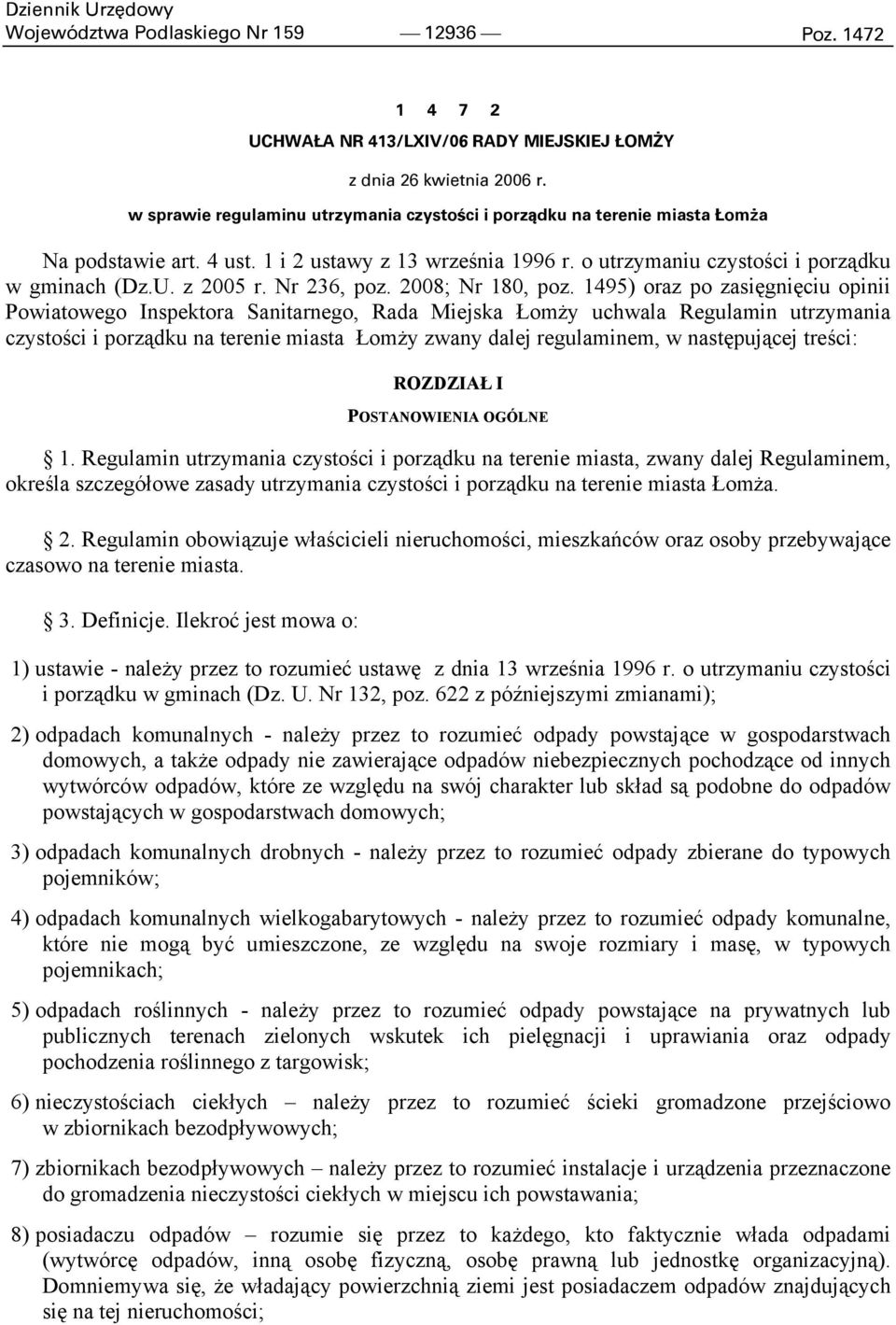 Nr 236, poz. 2008; Nr 180, poz.