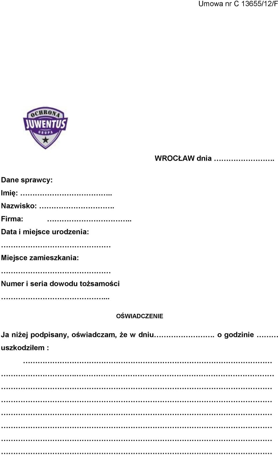Numer i seria dowodu tożsamości.