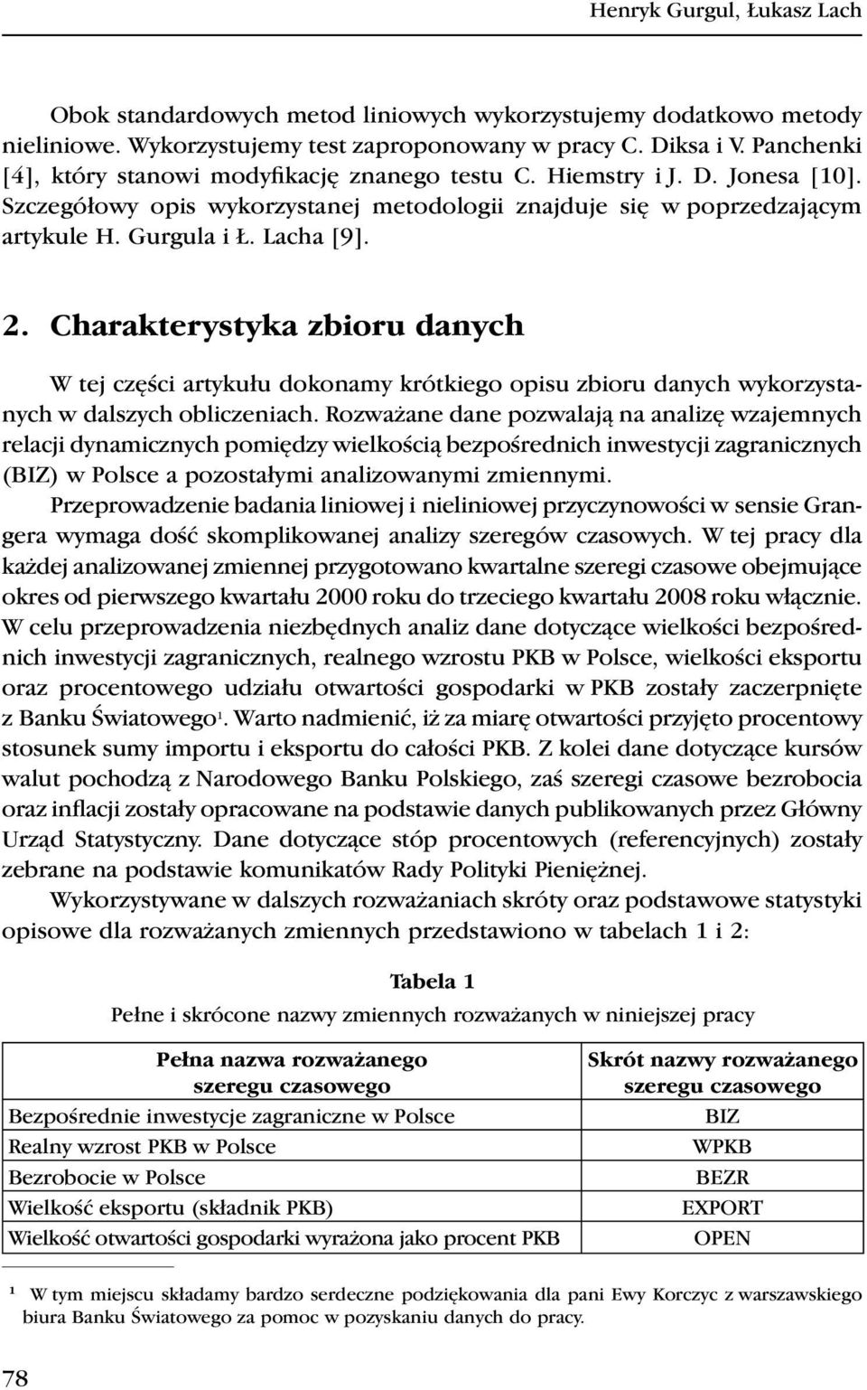 Charakterystyka zbioru danych W tej części artykułu dokonamy krótkiego opisu zbioru danych wykorzystanych w dalszych obliczeniach.