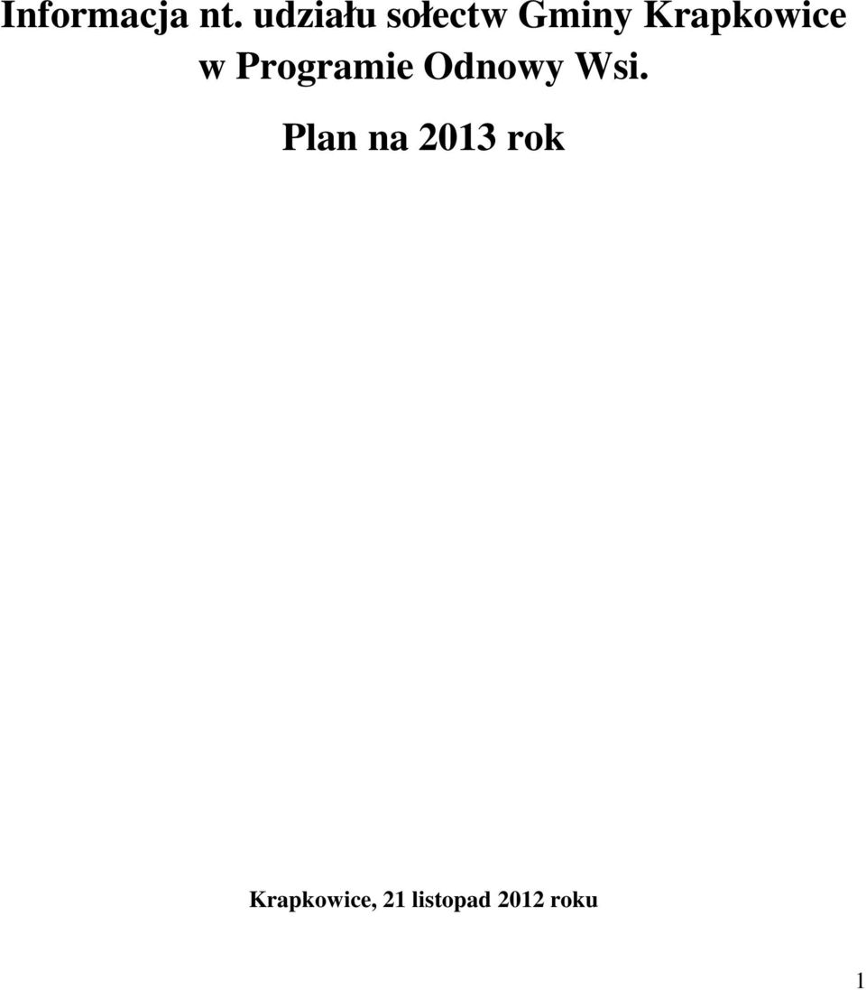 Krapkowice w Programie Odnowy