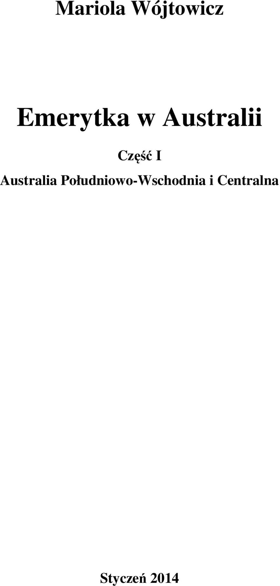 Część I Australia
