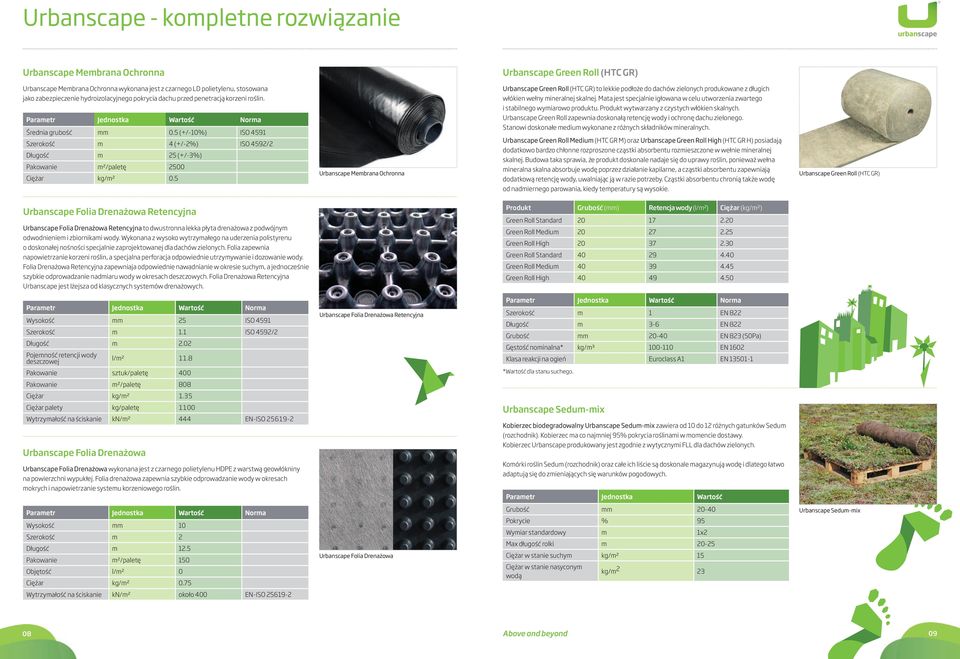 5 Membrana Ochronna Green Roll (HTC GR) to lekkie podłoże do dachów zielonych produkowane z długich włókien wełny mineralnej skalnej.