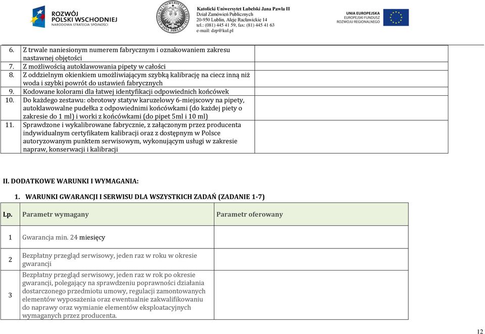 Do każdego zestawu: obrotowy statyw karuzelowy 6-miejscowy na pipety, autoklawowalne pudełka z odpowiednimi końcówkami (do każdej piety o zakresie do ml) i worki z końcówkami (do pipet 5ml i 0 ml).