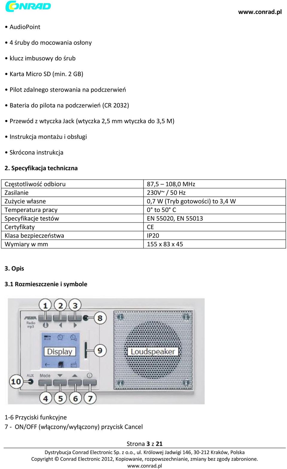 obsługi Skrócona instrukcja 2.