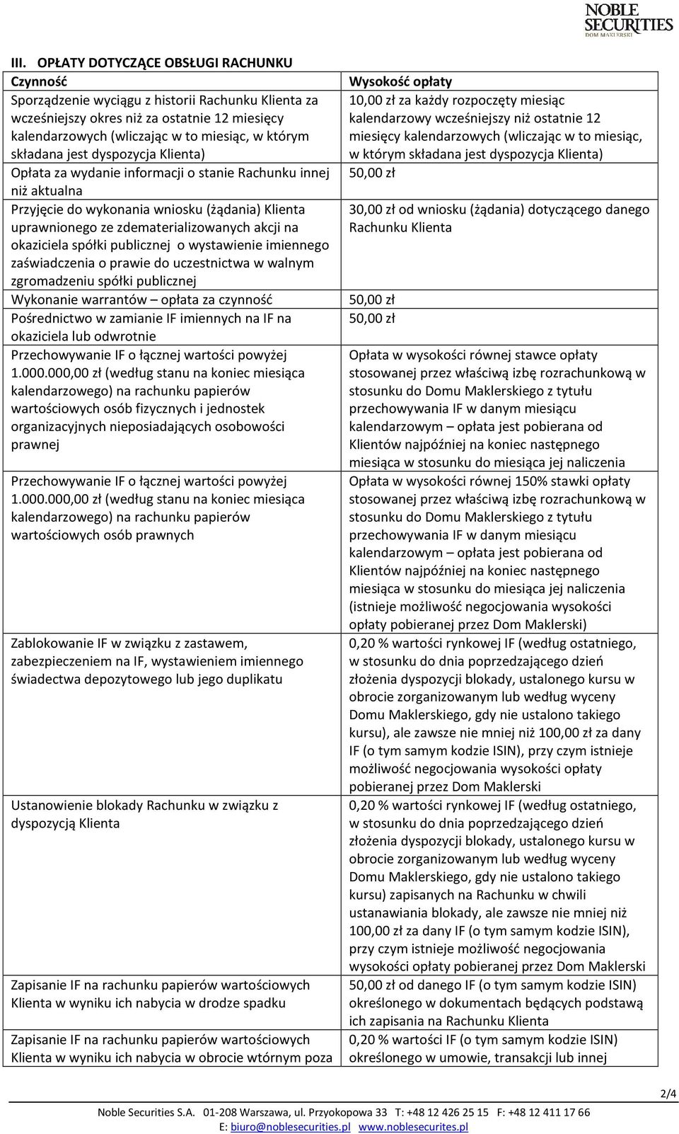 okaziciela spółki publicznej o wystawienie imiennego zaświadczenia o prawie do uczestnictwa w walnym zgromadzeniu spółki publicznej Wykonanie warrantów opłata za czynność Pośrednictwo w zamianie IF