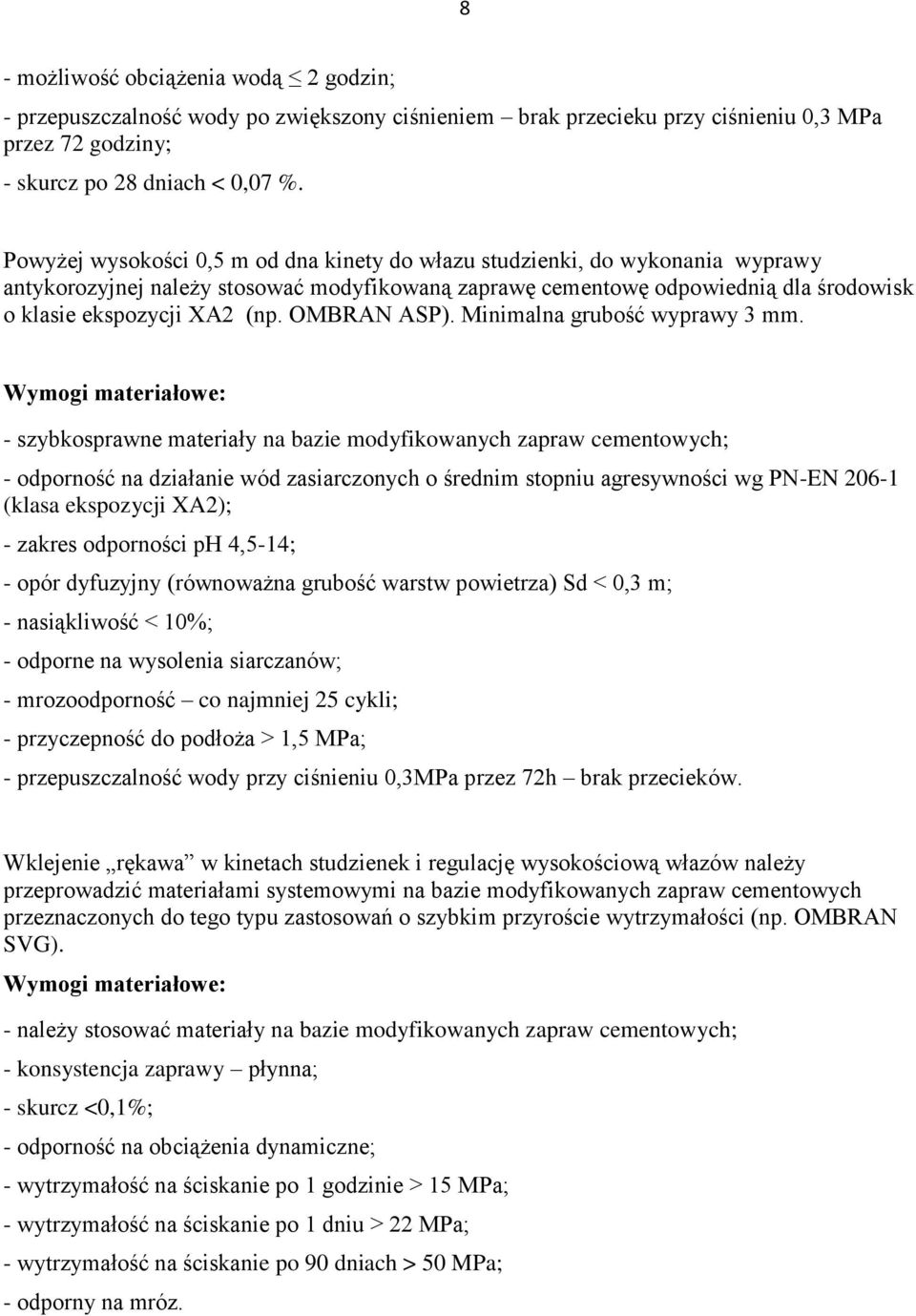 OMBRAN ASP). Minimalna grubość wyprawy 3 mm.