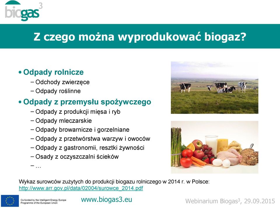ryb Odpady mleczarskie Odpady browarnicze i gorzelniane Odpady z przetwórstwa warzyw i owoców Odpady z
