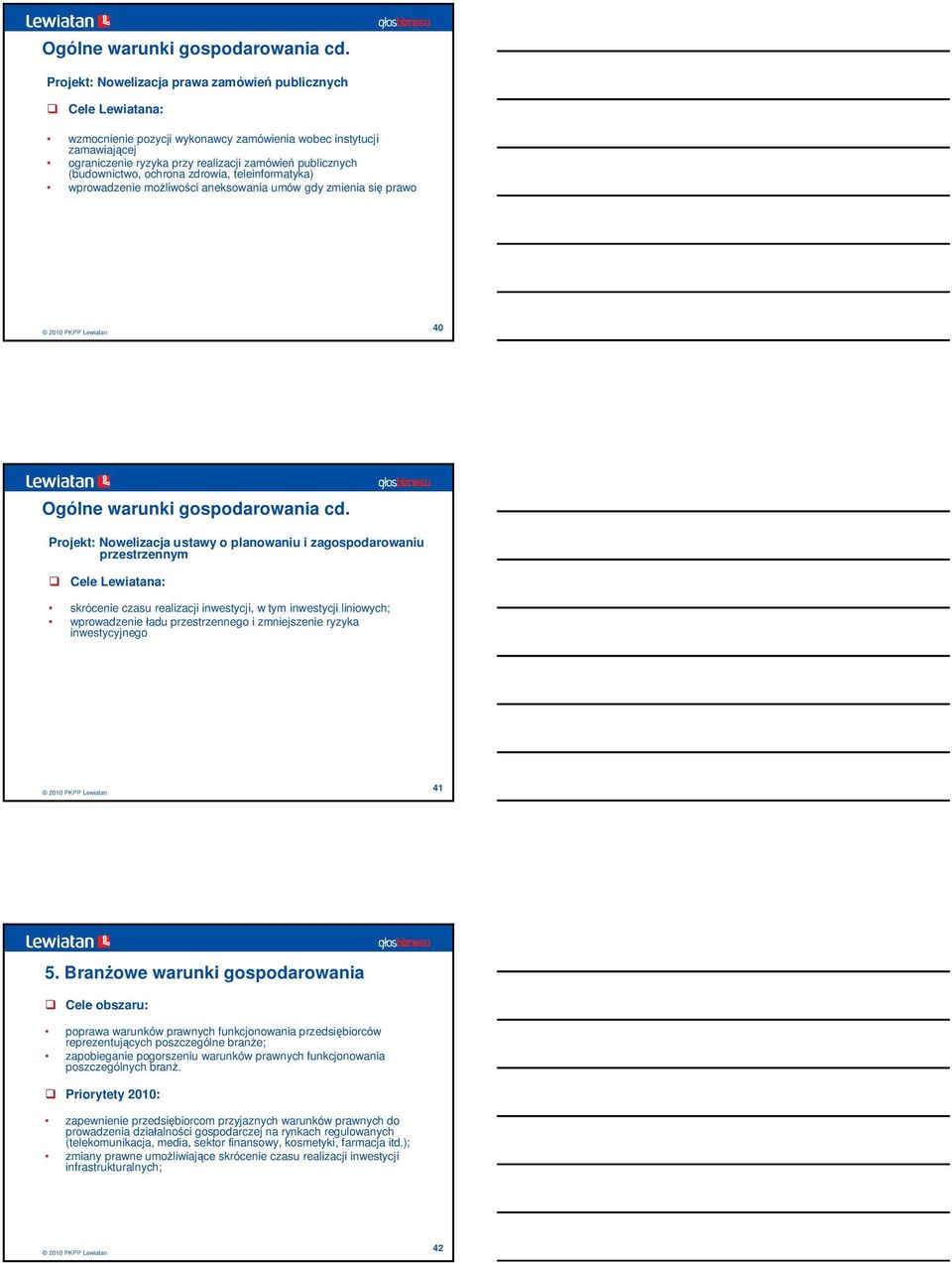 zdrowia, teleinformatyka) wprowadzenie moliwoci aneksowania umów gdy zmienia si prawo 40  Projekt: Nowelizacja ustawy o planowaniu i zagospodarowaniu przestrzennym skrócenie czasu realizacji