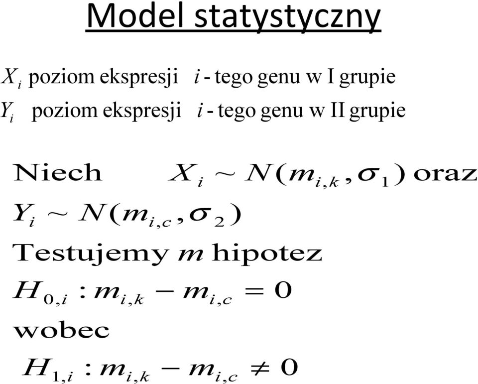 wobec : hpotez Testujemy ), ( ~ oraz ), ( ~ Nech,,