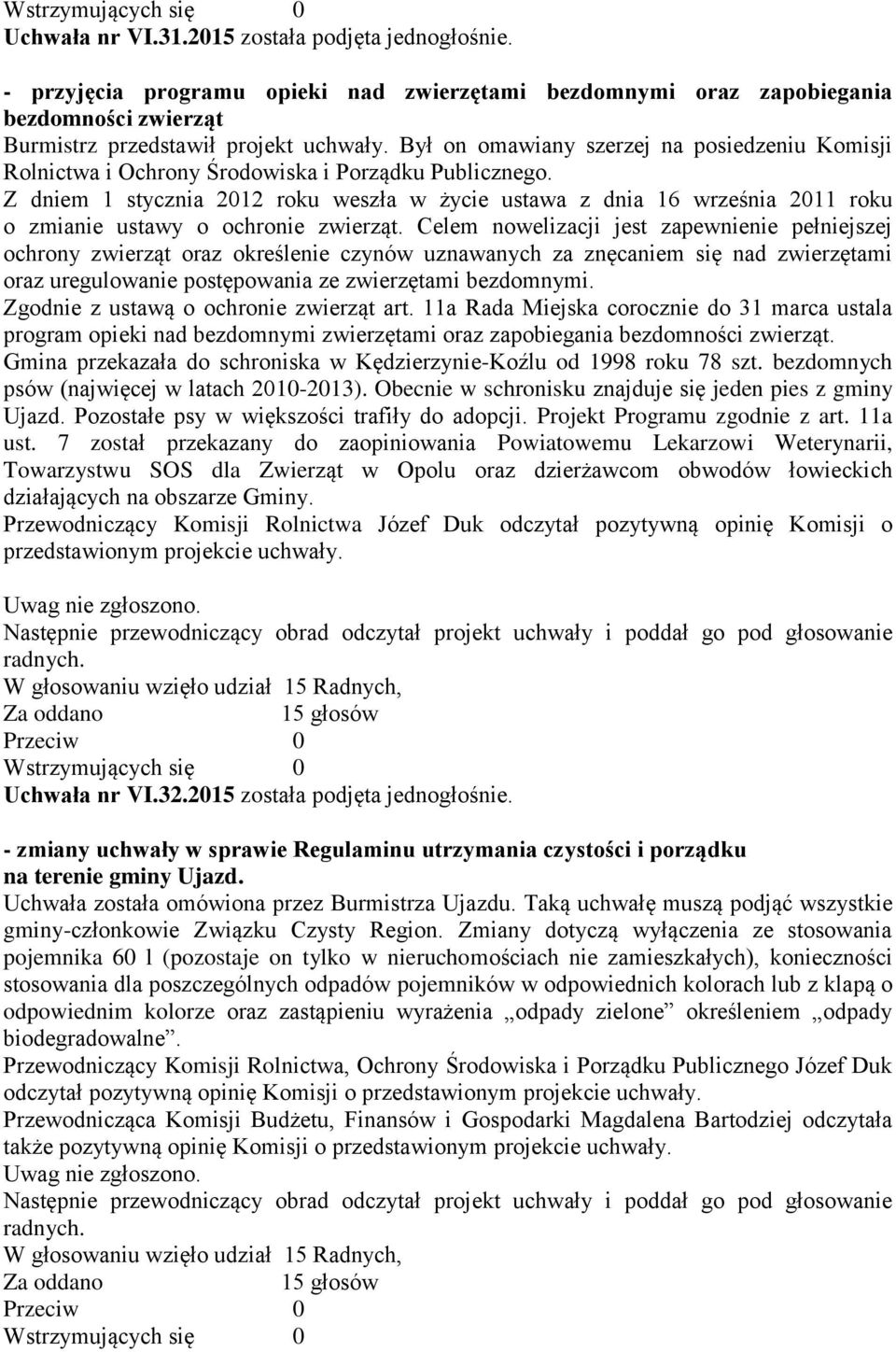 Był on omawiany szerzej na posiedzeniu Komisji Rolnictwa i Ochrony Środowiska i Porządku Publicznego.