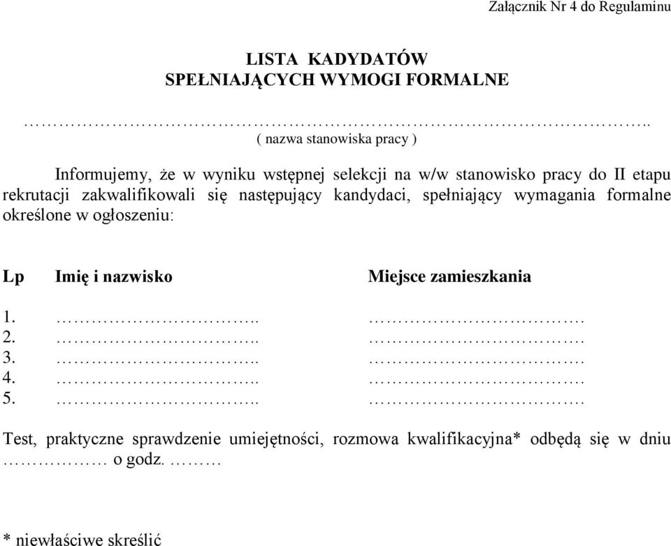 zakwalifikowali się następujący kandydaci, spełniający wymagania formalne określone w ogłoszeniu: Lp Imię i nazwisko