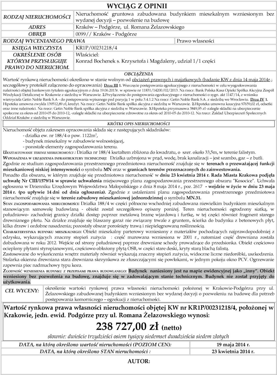 Krzysztofa i Magdaleny, udział 1/1 części KTÓRYM PRZYSŁUGUJE PRAWO DO NIERUCHOM.