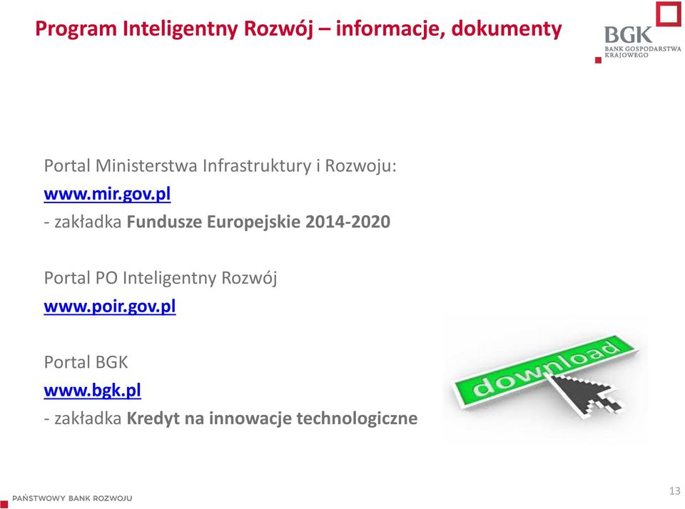 pl - zakładka Fundusze Europejskie 2014-2020 Portal PO Inteligentny