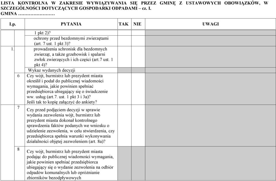 usług (art.7. ust. 1 pkt 3 i 3a)? Jeśli tak to kopię załączyć do ankiety?