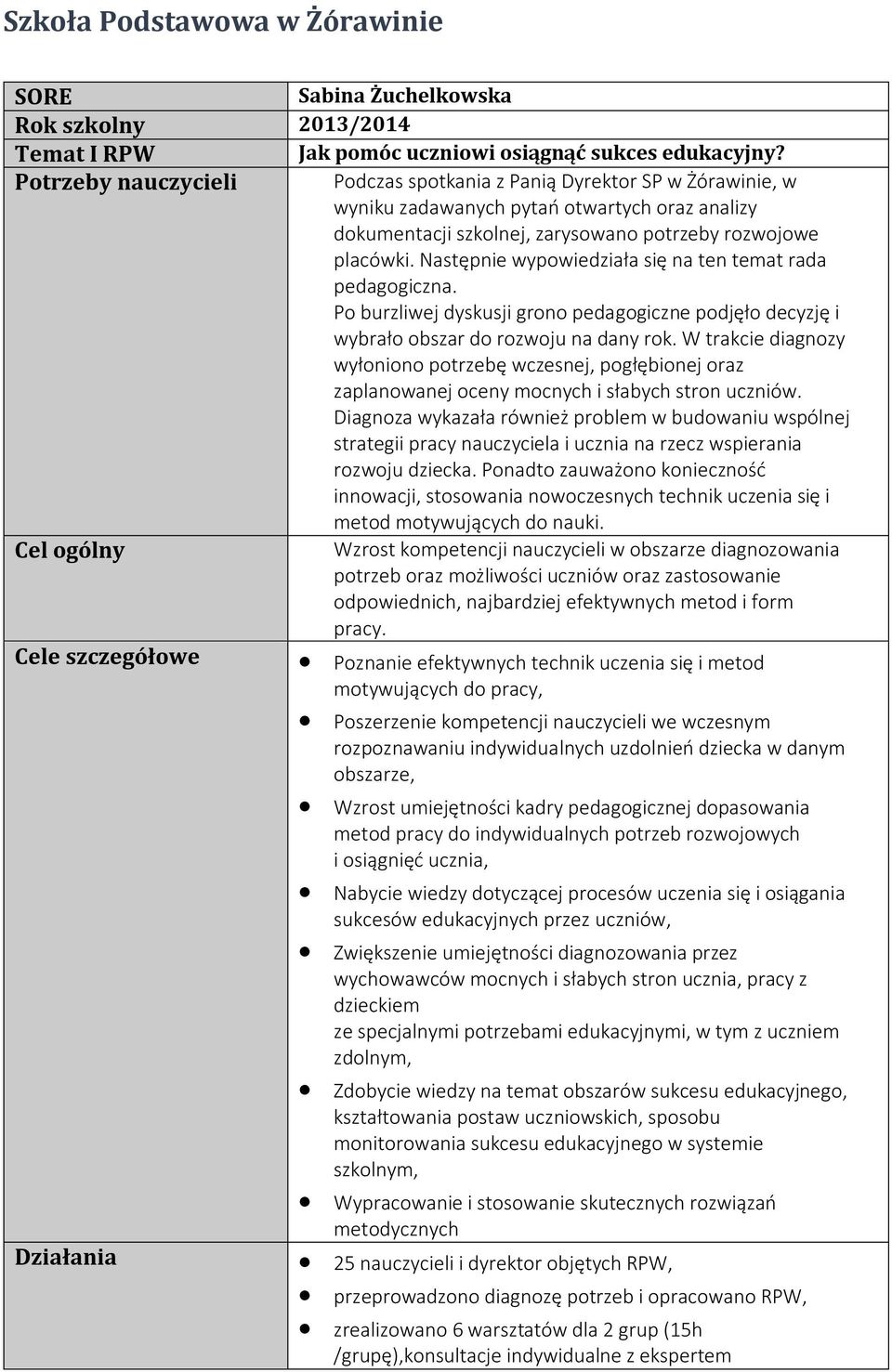 Następnie wypowiedziała się na ten temat rada pedagogiczna. Po burzliwej dyskusji grono pedagogiczne podjęło decyzję i wybrało obszar do rozwoju na dany rok.