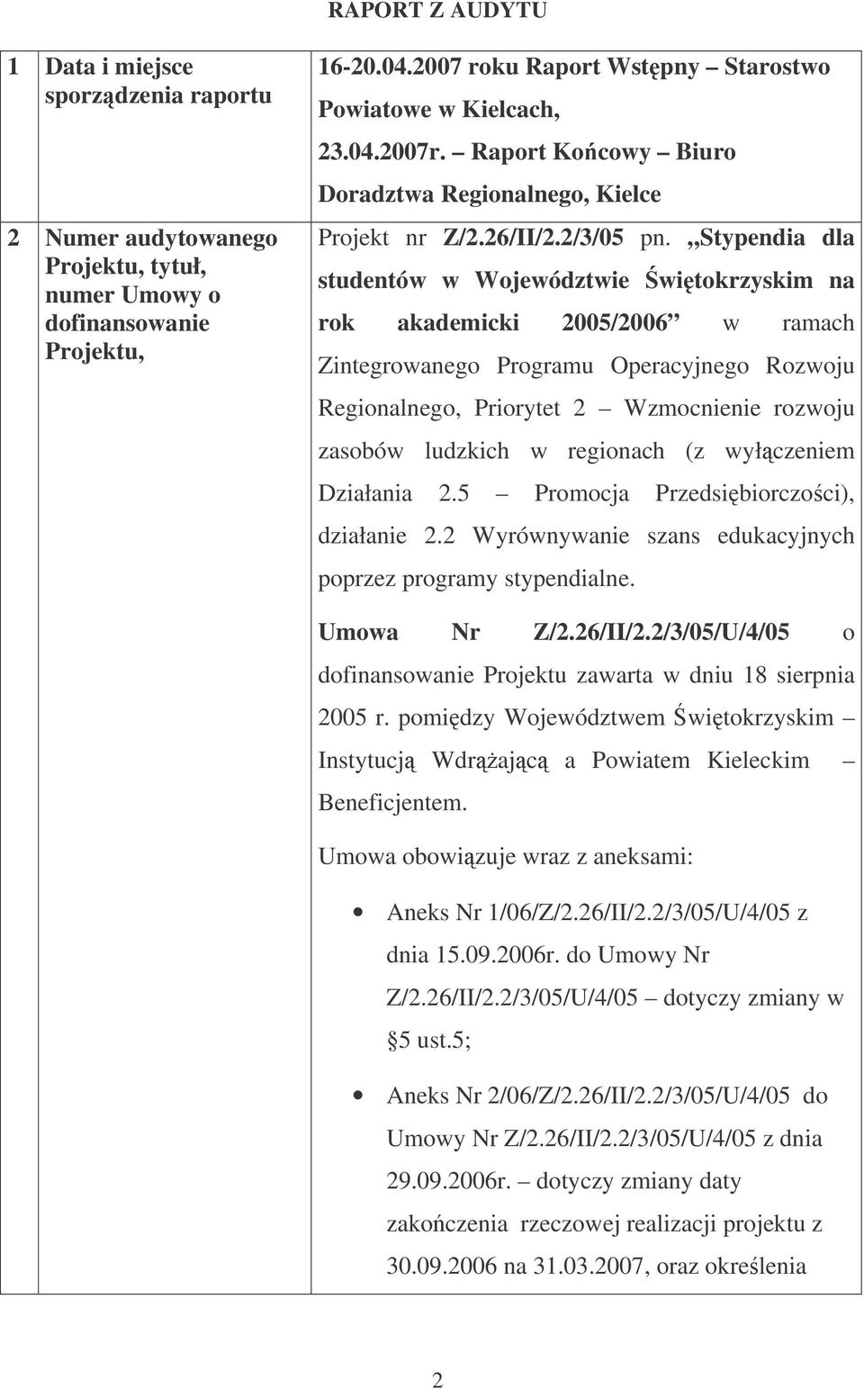 Stypendia dla studentów w Województwie witokrzyskim na rok akademicki 2005/2006 w ramach Zintegrowanego Programu Operacyjnego Rozwoju Regionalnego, Priorytet 2 Wzmocnienie rozwoju zasobów ludzkich w