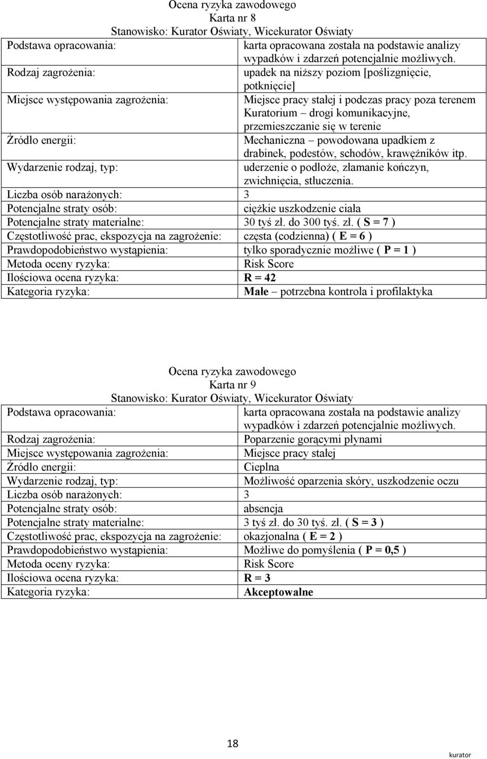 ciężkie uszkodzenie ciała Potencjalne straty materialne: 30 tyś zł.