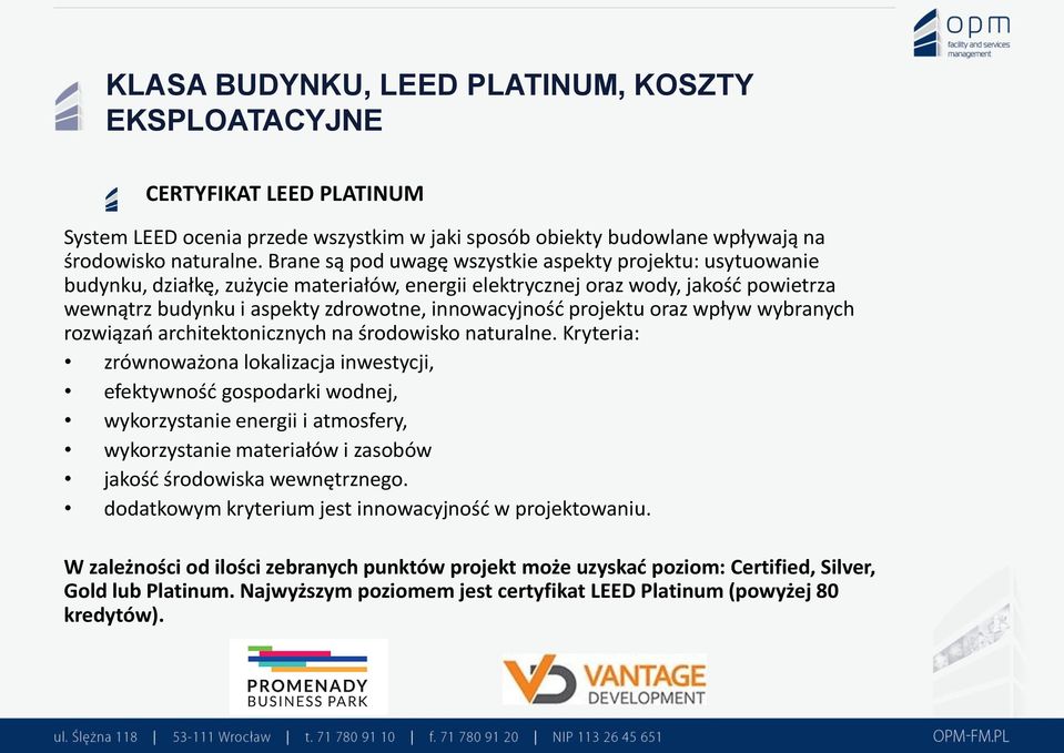 projektu oraz wpływ wybranych rozwiązań architektonicznych na środowisko naturalne.