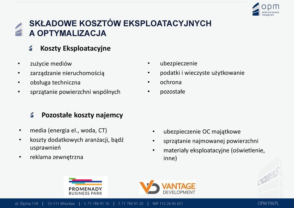 pozostałe Pozostałe koszty najemcy media (energia el.