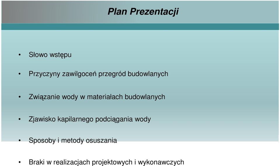 budowlanych Zjawisko kapilarnego podciągania wody