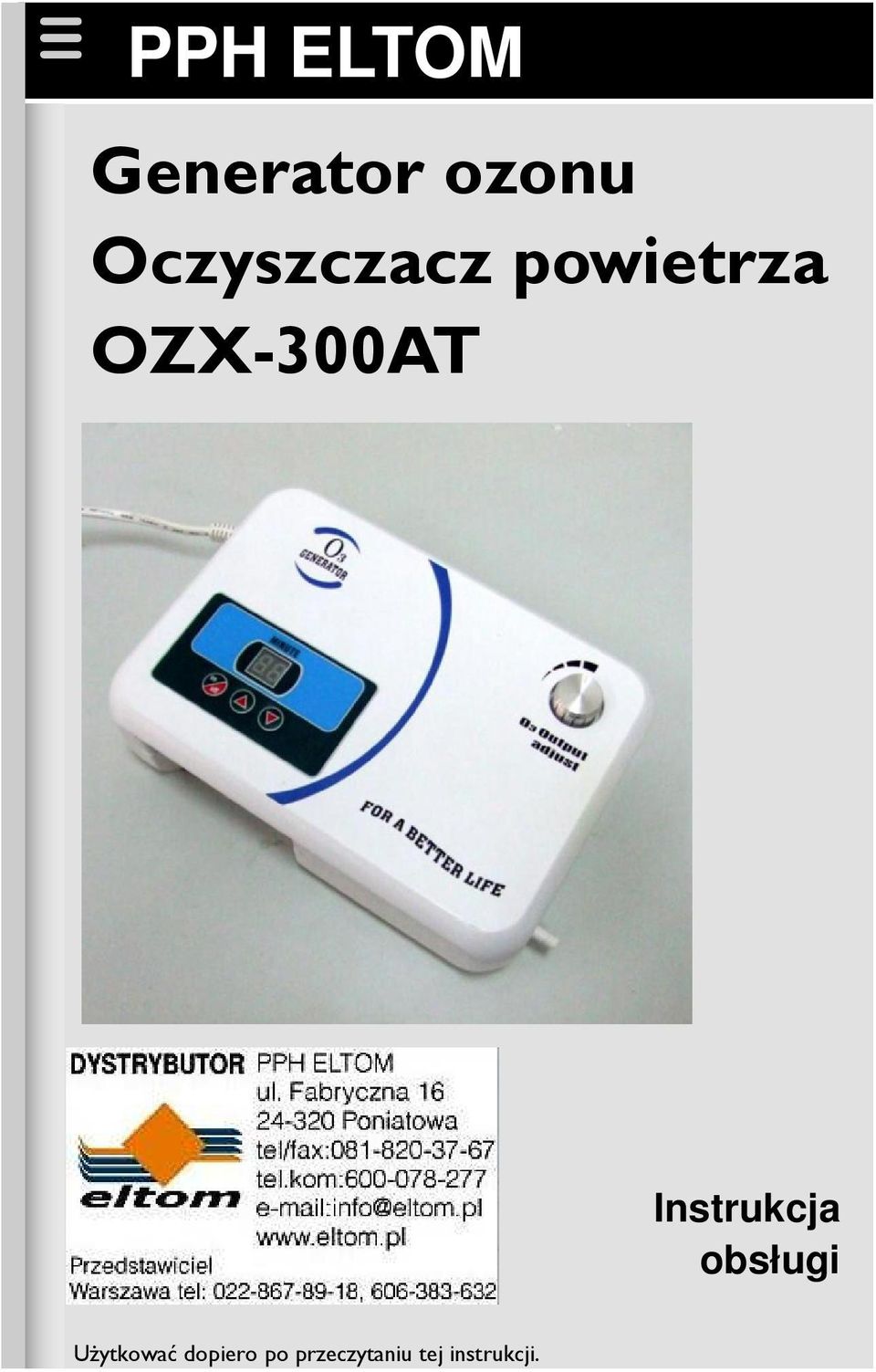 powietrza OZX-300AT Instrukcja