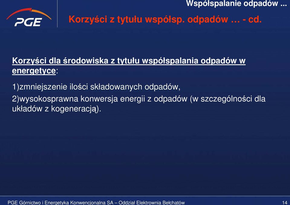 Korzyści dla środowiska z tytułu współspalania odpadów w energetyce: