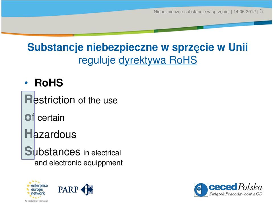 niebezpieczne w sprzęcie w Unii reguluje dyrektywa RoHS RoHS