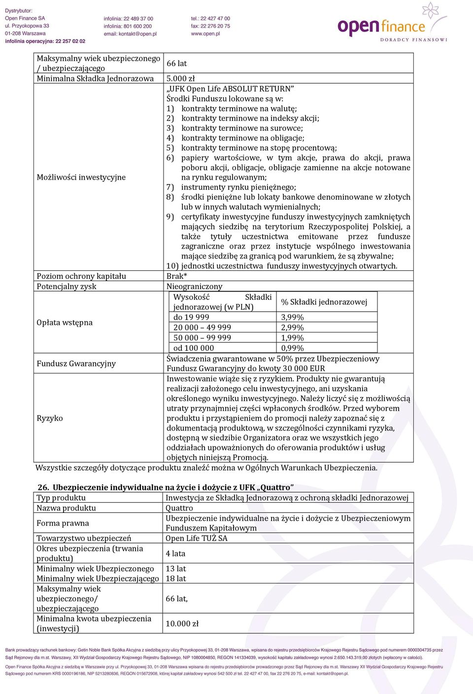 na obligacje; 5) kontrakty terminowe na stopę procentową; 6) papiery wartościowe, w tym akcje, prawa do akcji, prawa poboru akcji, obligacje, obligacje zamienne na akcje notowane Możliwości