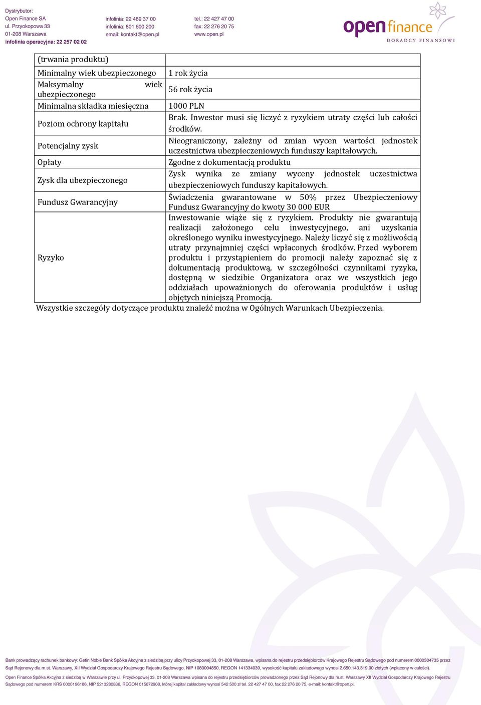 promocji należy zapoznać się z dokumentacją produktową, w szczególności czynnikami ryzyka, dostępną w siedzibie