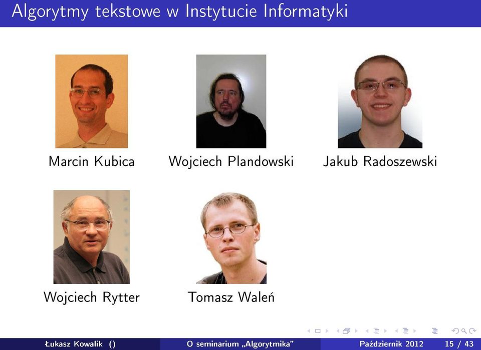 Radoszewski Wojciech Rytter Tomasz Wale«Šukasz