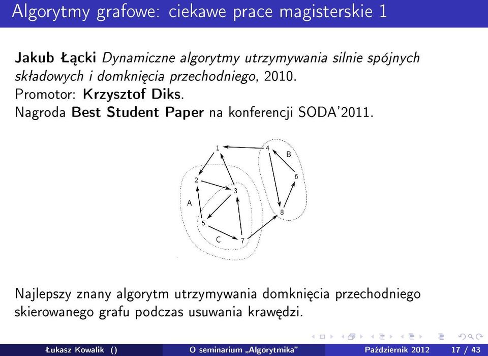 Nagroda Best Student Paper na konferencji SODA'2011.