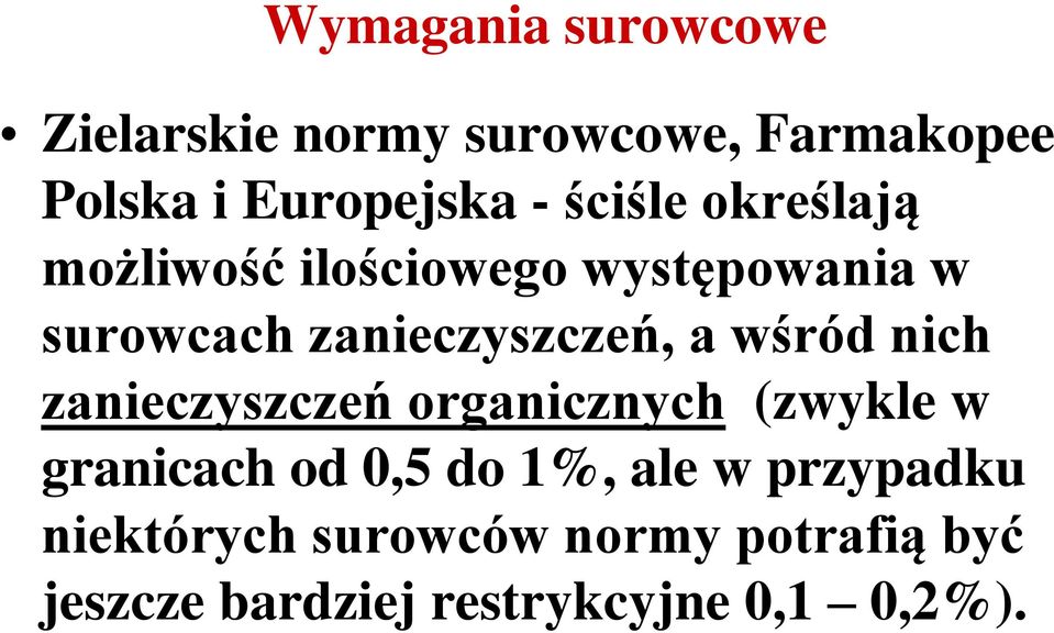 wśród nich zanieczyszczeń organicznych (zwykle w granicach od 0,5 do 1%, ale w