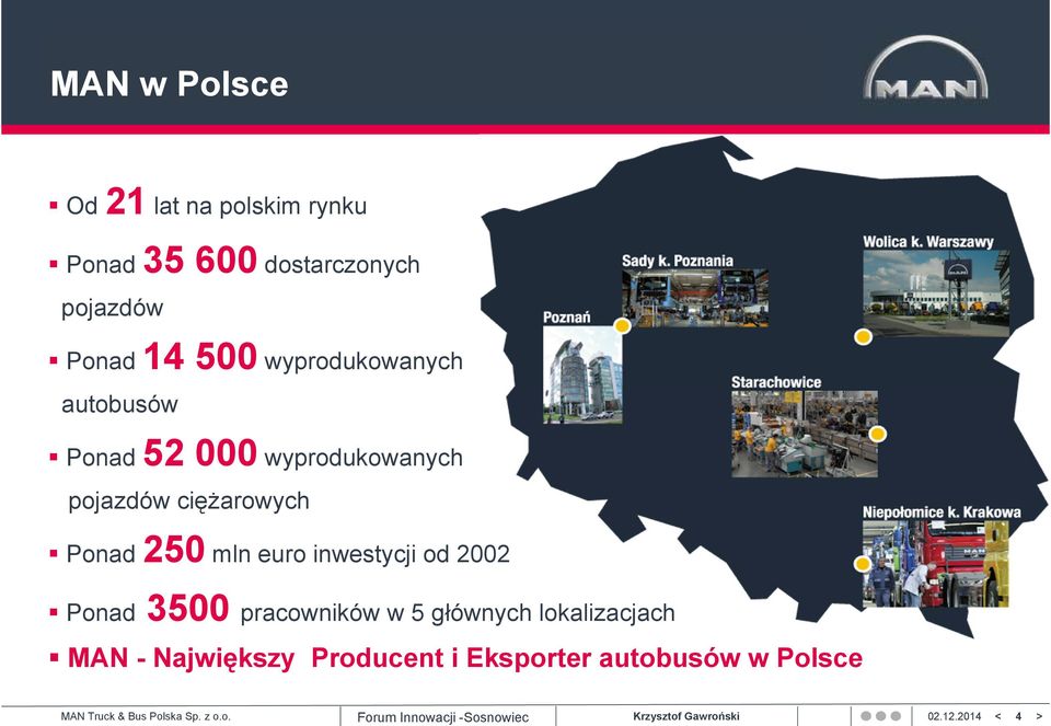 ciężarowych Ponad 250 mln euro inwestycji od 2002 Ponad 3500 pracowników w 5