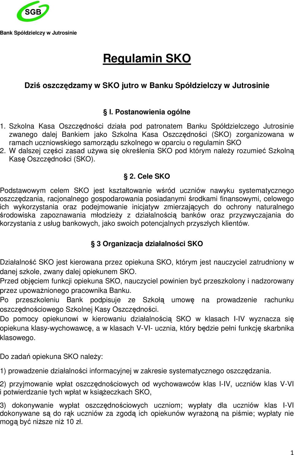 oparciu o regulamin SKO 2.