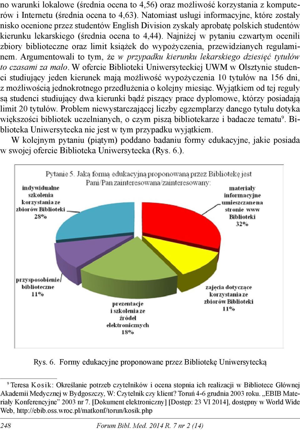 Najniżej w pytaniu czwartym ocenili zbiory biblioteczne oraz limit książek do wypożyczenia, przewidzianych regulaminem.