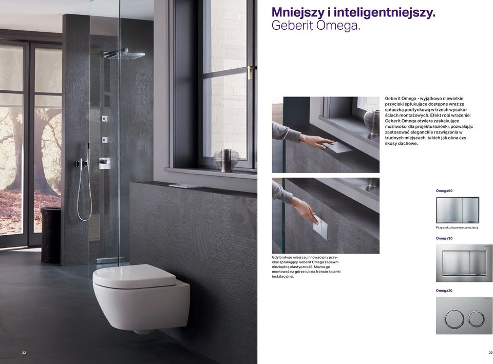 Efekt robi wrażenie: Geberit Omega otwiera zaskakujące możliwości dla projektu łazienki, pozwalając zastosować eleganckie rozwiązania w trudnych