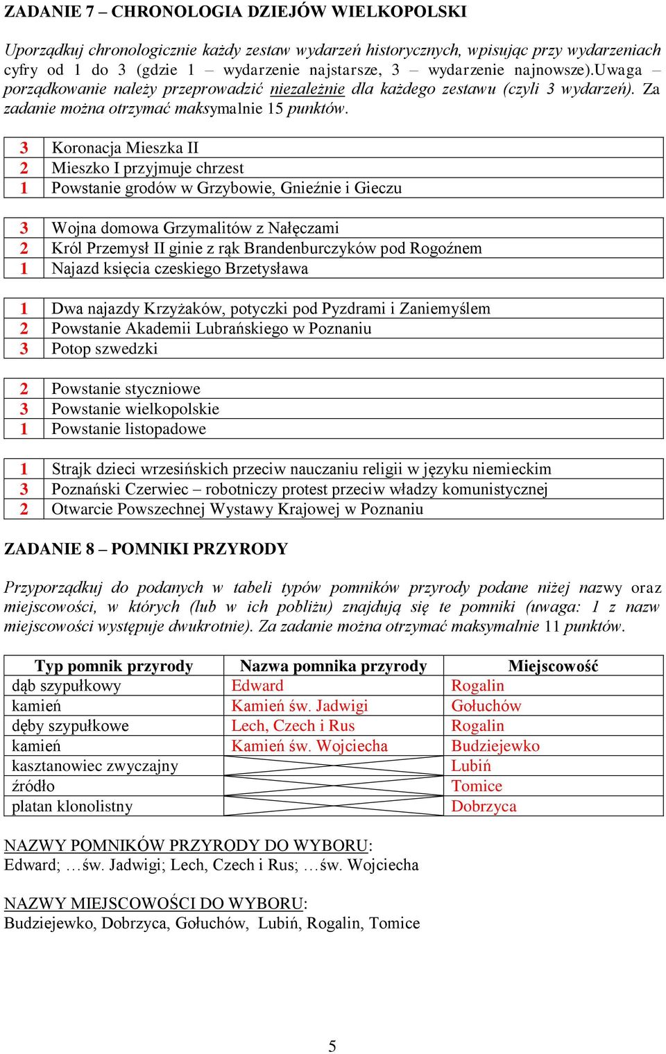 3 Koronacja Mieszka II 2 Mieszko I przyjmuje chrzest 1 Powstanie grodów w Grzybowie, Gnieźnie i Gieczu 3 Wojna domowa Grzymalitów z Nałęczami 2 Król Przemysł II ginie z rąk Brandenburczyków pod