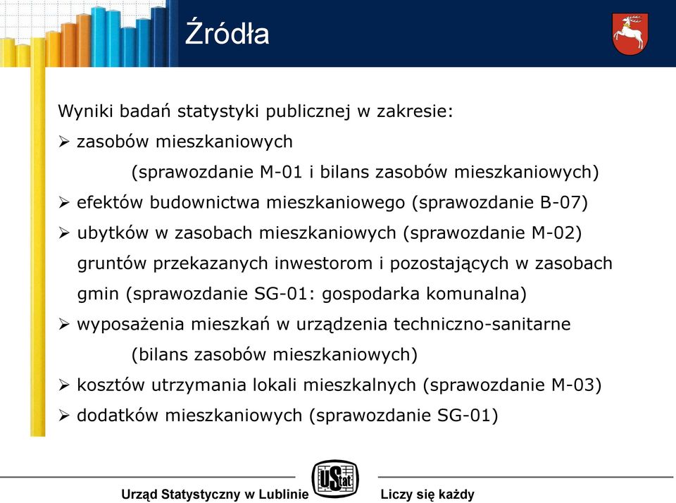 inwestorom i pozostających w zasobach gmin (sprawozdanie SG-01: gospodarka komunalna) wyposażenia mieszkań w urządzenia