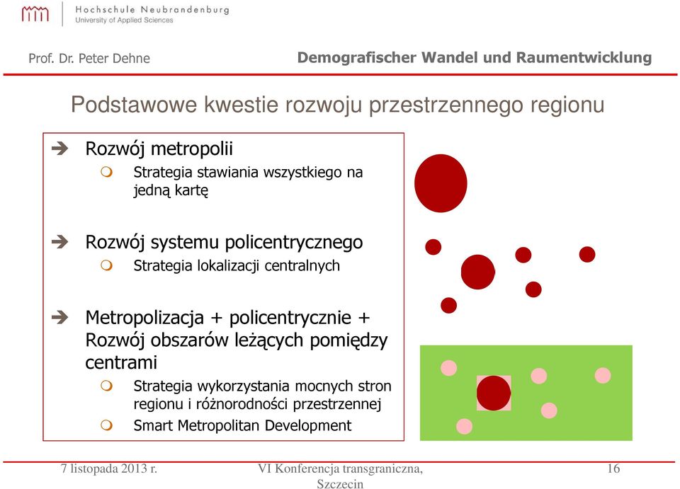 policentrycznie + Rozwój obszarów leżących pomiędzy centrami Strategia wykorzystania mocnych stron regionu