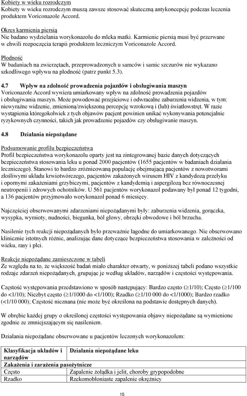 Płodność W badaniach na zwierzętach, przeprowadzonych u samców i samic szczurów nie wykazano szkodliwego wpływu na płodność (patrz punkt 5.3). 4.