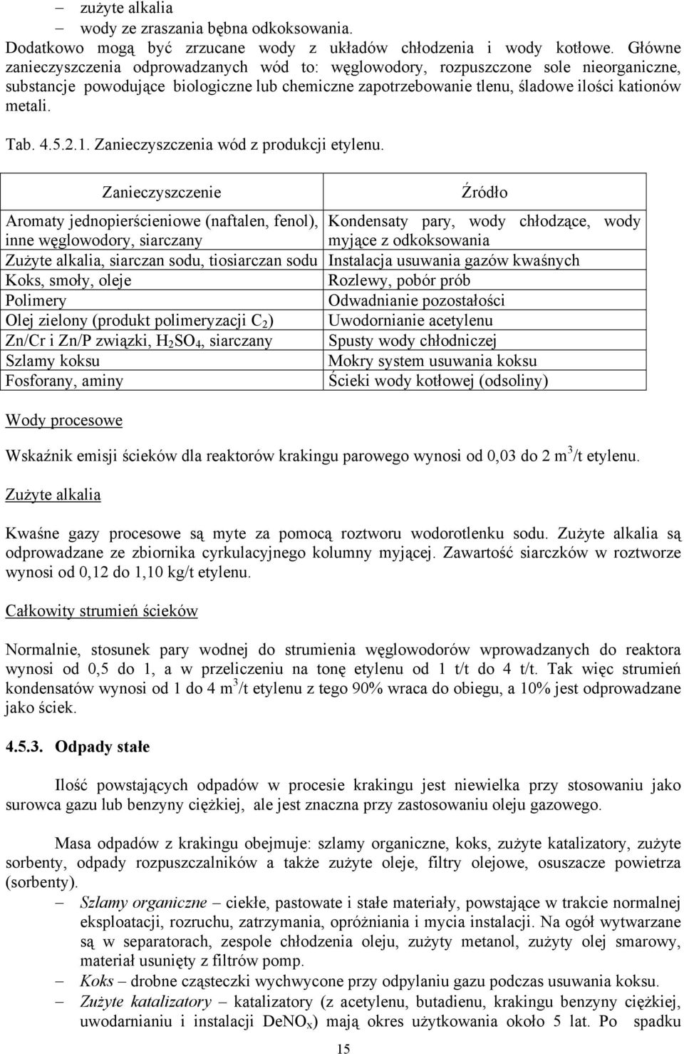 4.5.2.1. Zanieczyszczenia wód z produkcji etylenu.