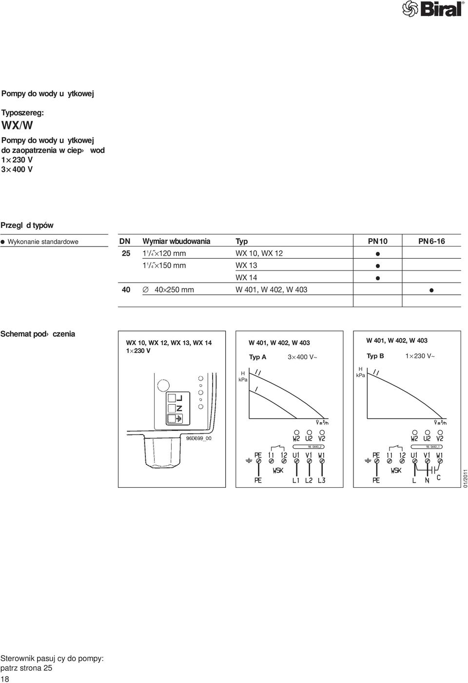 WX 13 l WX 14 40 40 250 mm W 401, W 402, W 403 l l Schemat pod czenia WX 10, WX 12, WX 13, WX 14 1 230 V W 401, W