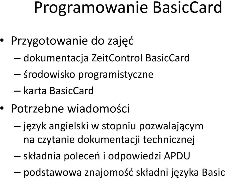 w stopniu pozwalającym na czytanie dokumentacji technicznej składnia